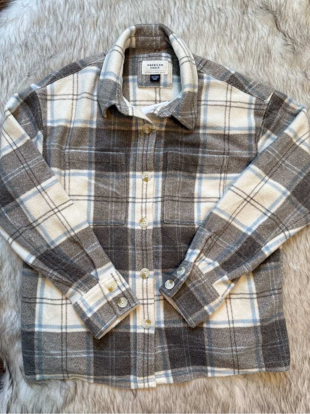 American Eagle Plaid Cozy Flannel Top